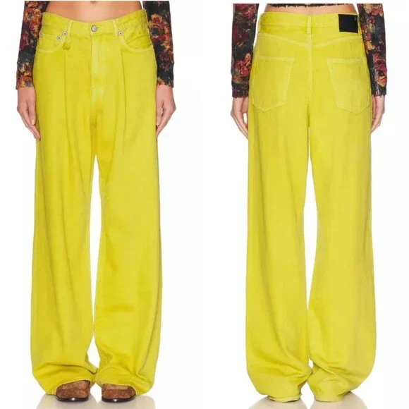 NWT R13 Damon Wide Leg 24/25/26/27 Vibrant Yellow - Picture 2 of 10